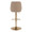 Diana Contemporary Adjustable Barstool in Gold Metal and Brown Faux Leather with Rounded T Footrest- Set of 2 — back view