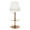 Diana table in Gold Metal, White PU, front view, featuring swivel and adjustable height