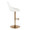Diana Contemporary Adjustable Barstool in Gold Metal and White Faux Leather with Rounded T Footrest- Set of 2 — side view