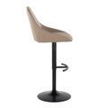 Diana table in Black Metal, Brown PU, side view, featuring swivel and adjustable height