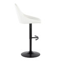 Diana table in Black Metal, White PU, side view, featuring swivel and adjustable height