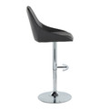 Diana table in Chrome Metal, Black PU, side view, featuring swivel and adjustable height