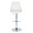 Diana table in Chrome Metal, White PU, front view, featuring swivel and adjustable height