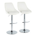 Diana Contemporary Adjustable Barstool in Chrome Metal and White Faux Leather with Rounded T Footrest- Set of 2 — pair view
