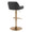 Daniella table in Gold Metal, Black PU, back and side view, featuring swivel and adjustable height