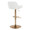 Daniella Contemporary Adjustable Barstool with Swivel in Gold Metal and White Faux Leather- Set of 2 — rear three-quarter view