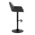 Daniella table in Black Metal, Black PU, side view, featuring swivel and adjustable height