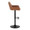 Daniella Contemporary Adjustable Barstool with Swivel in Black Metal and Camel Faux Leather- Set of 2 — side view