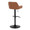 Daniella Contemporary Adjustable Barstool with Swivel in Black Metal and Camel Faux Leather- Set of 2 — rear three-quarter view