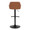 Daniella Contemporary Adjustable Barstool with Swivel in Black Metal and Camel Faux Leather- Set of 2 — back view
