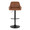 Daniella Contemporary Adjustable Barstool with Swivel in Black Metal and Camel Faux Leather- Set of 2 — front view