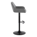 Daniella table in Black Metal, Grey PU, side view, featuring swivel and adjustable height