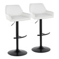 Daniella Contemporary Adjustable Barstool with Swivel in Black Metal and White Faux Leather- Set of 2 — pair view