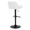 Daniella Contemporary Adjustable Barstool with Swivel in Black Metal and White Faux Leather- Set of 2 — rear three-quarter view