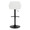 Daniella Contemporary Adjustable Barstool with Swivel in Black Metal and White Faux Leather- Set of 2 — back view