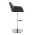 Daniella table in Chrome Metal, Black PU, side view, featuring swivel and adjustable height
