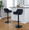 Daniella table in Black Metal, Black Velvet, featuring swivel and adjustable height