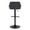 Daniella Contemporary Adjustable Barstool with Swivel in Black Metal and Black Velvet with Rounded T Footrest- Set of 2 — back view