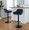 Daniella Contemporary Adjustable Barstool with Swivel in Black Metal and Black Velvet with Rounded T Footrest- Set of 2 — lifestyle photo 4
