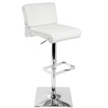 Éclair Contemporary Adjustable Barstool in White Faux Leather — product view