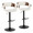 Elisa Mid-Century Modern Adjustable Barstool with Swivel in Black Metal, Walnut Wood and Cream Fabric with Rounded T Footrest- Set of 2 — pair view