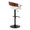 Elisa Mid-Century Modern Adjustable Barstool with Swivel in Black Metal, Walnut Wood and Cream Fabric with Rounded T Footrest- Set of 2 — rear three-quarter view