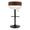 Elisa Mid-Century Modern Adjustable Barstool with Swivel in Black Metal, Walnut Wood and Cream Fabric with Rounded T Footrest- Set of 2 — back view