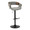Elisa Mid-Century Modern Adjustable Barstool with Swivel in Black Metal, Walnut Wood and Grey Fabric with Rounded T Footrest- Set of 2 — product view