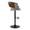 Elisa Mid-Century Modern Adjustable Barstool with Swivel in Black Metal, Walnut Wood and Grey Fabric with Rounded T Footrest- Set of 2 — side view