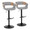 Elisa Mid-Century Modern Adjustable Barstool with Swivel in Black Metal, Whitewashed Wood and Grey Fabric with Rounded T Footrest- Set of 2 — pair view
