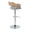 Elisa Mid-Century Modern Adjustable Barstool with Swivel in Chrome Metal, Whitewashed Wood and Grey Fabric with Rounded T Footrest- Set of 2 — rear three-quarter view