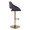Fabrico Contemporary Adjustable Barstool with Swivel in Gold Metal and Charcoal Fabric with Rounded T Footrest- Set of 2 — side view