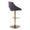 Fabrico Contemporary Adjustable Barstool with Swivel in Gold Metal and Charcoal Fabric with Rounded T Footrest- Set of 2 — rear three-quarter view