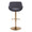 Fabrico Contemporary Adjustable Barstool with Swivel in Gold Metal and Charcoal Fabric with Rounded T Footrest- Set of 2 — back view