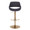 Fabrico Contemporary Adjustable Barstool with Swivel in Gold Metal and Charcoal Fabric with Rounded T Footrest- Set of 2 — front view