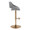 Fabrico Contemporary Adjustable Barstool with Swivel in Gold Metal and Grey Noise Fabric with Rounded T Footrest- Set of 2 — side view