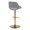 Fabrico Contemporary Adjustable Barstool with Swivel in Gold Metal and Grey Noise Fabric with Rounded T Footrest- Set of 2 — rear three-quarter view