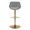 Fabrico Contemporary Adjustable Barstool with Swivel in Gold Metal and Grey Noise Fabric with Rounded T Footrest- Set of 2 — back view