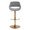 Fabrico Contemporary Adjustable Barstool with Swivel in Gold Metal and Grey Noise Fabric with Rounded T Footrest- Set of 2 — front view