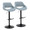 Fabrico Contemporary Adjustable Barstool with Swivel in Black Metal and Blue Noise Fabric with Rounded T Footrest- Set of 2 — pair view