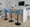 Fabrico Contemporary Adjustable Barstool with Swivel in Black Metal and Blue Noise Fabric with Rounded T Footrest- Set of 2 — lifestyle photo 2