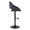 Fabrico Contemporary Adjustable Barstool with Swivel in Black Metal and Charcoal Fabric with Rounded T Footrest- Set of 2 — side view