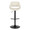 Fabrico Contemporary Adjustable Barstool with Swivel in Black Metal and Cream Noise Fabric with Rounded T Footrest- Set of 2 — front view