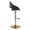 Fabrico Contemporary Adjustable Barstool with Swivel in Gold Metal and Black Faux Leather with Rounded T Footrest- Set of 2 — side view