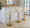 Fabrizzi table in Gold Metal, Cream PU, featuring swivel and adjustable height
