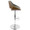 Fabrizzi table in Chrome Metal, Walnut Wood, Grey Noise Fabric, side view