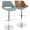 Fabrizzi Mid-Century Modern Adjustable Barstool with Swivel in Walnut Wood and Blue Fabric with Rounded T Footrest- Set of 2 — lifestyle photo 1