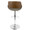 Fabrizzi Mid-Century Modern Adjustable Barstool with Swivel in Chrome Metal, Walnut Wood and Grey Noise Fabric with Rounded T Footrest- Set of 2 — back view