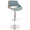Fabrizzi Mid-Century Modern Adjustable Barstool with Swivel in Chrome Metal, Walnut Wood and Blue Fabric with Rounded T Footrest- Set of 3 — product view
