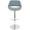 Fabrizzi Mid-Century Modern Adjustable Barstool with Swivel in Chrome Metal, Walnut Wood and Blue Fabric with Rounded T Footrest- Set of 3 — front view